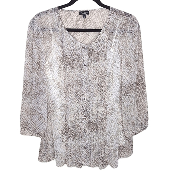 Talbots Snakeskin Print Sheer Blouse With Tank Top Size 12 Twinset Party Holiday - Picture 1 of 9